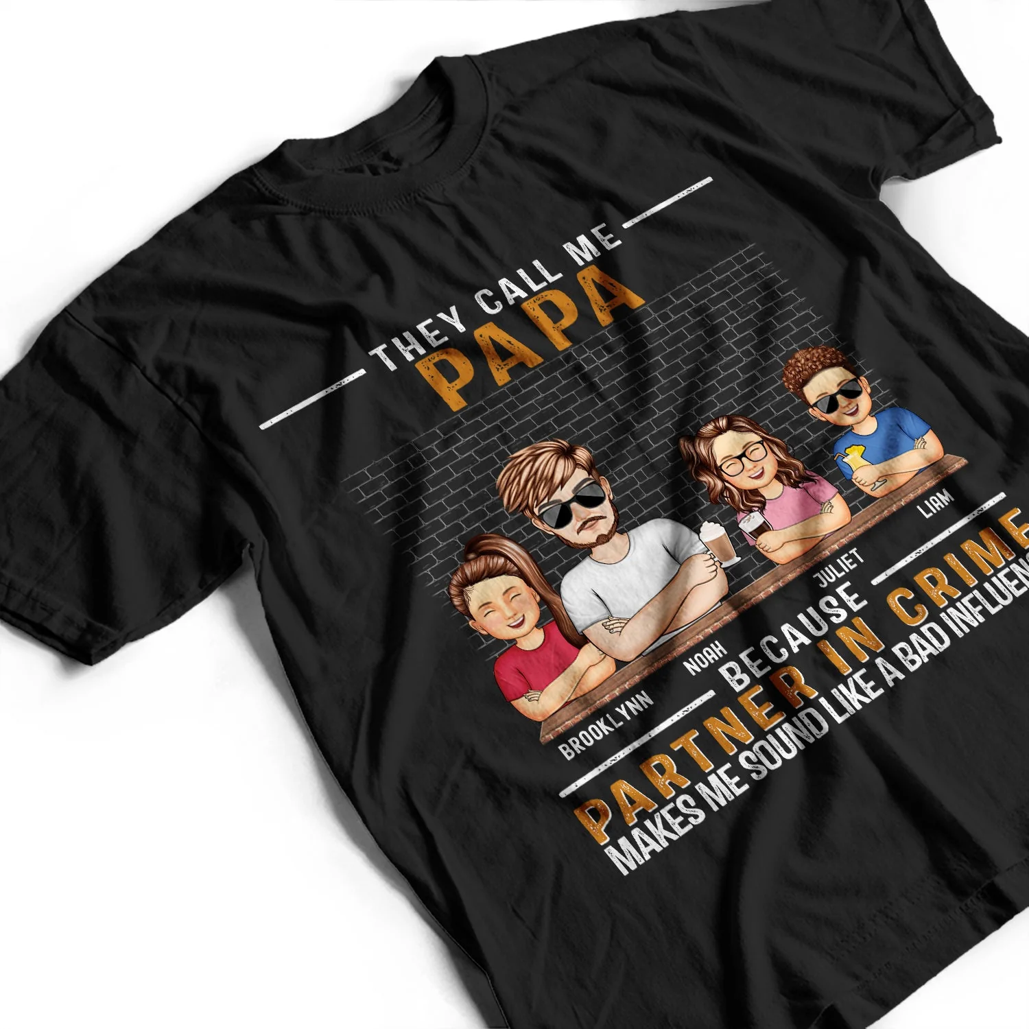 They Call Me Grandpa Because Partner In Crime Makes Me - Birthday, Loving Gift For Dad, Father, Papa, Grandfather - Personalized Custom T Shirt - Image 3