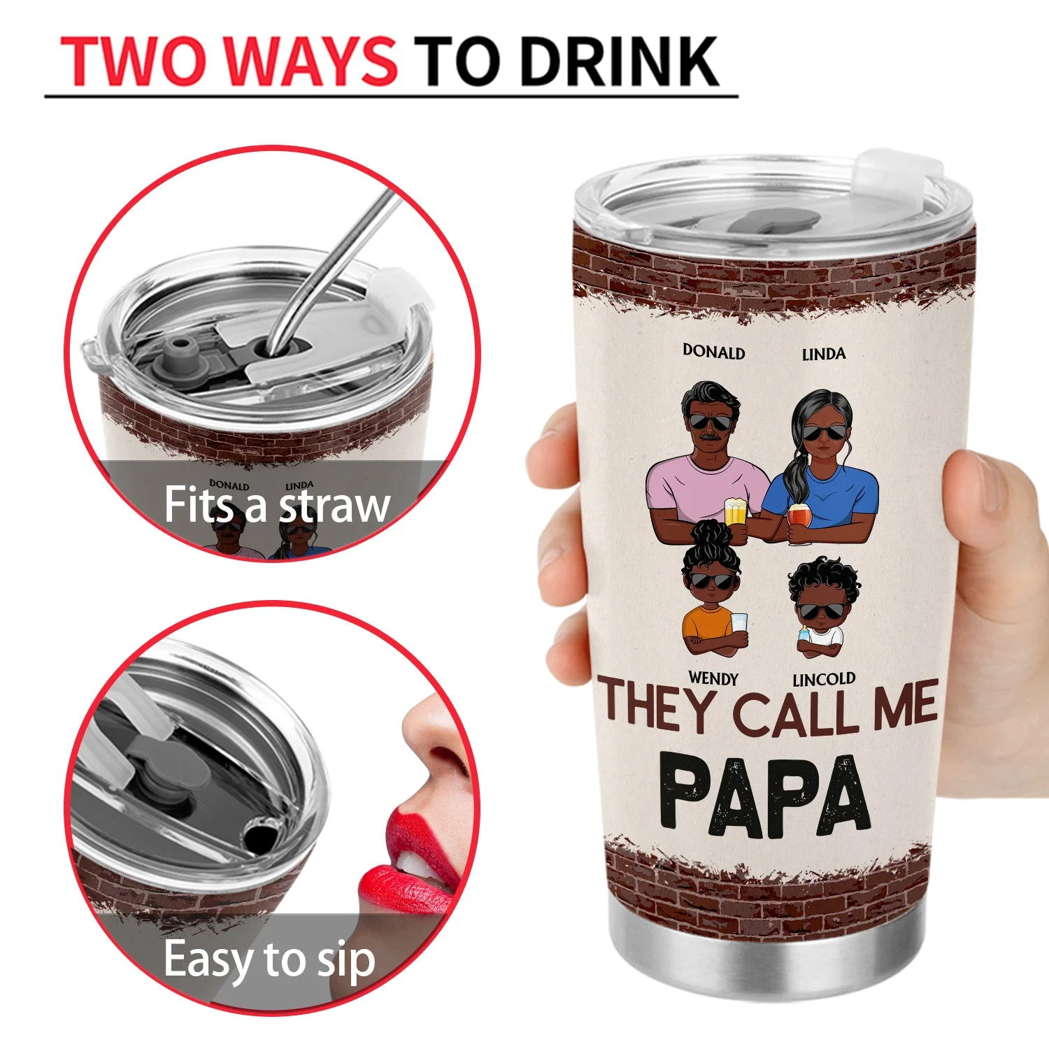 They Call Me Papa Because Partner In Crime - Birthday, Loving Gift For Dad, Father, Grandpa, Grandfather - Personalized Custom Tumbler - Image 4