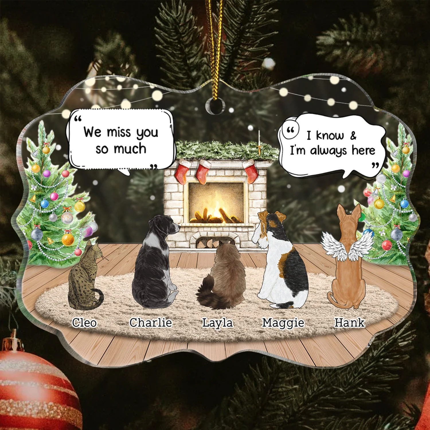 They Still Talk About You Cozy House - Memorial Christmas Gift For Pet Lovers - Personalized Medallion Acrylic Ornament - Image 3