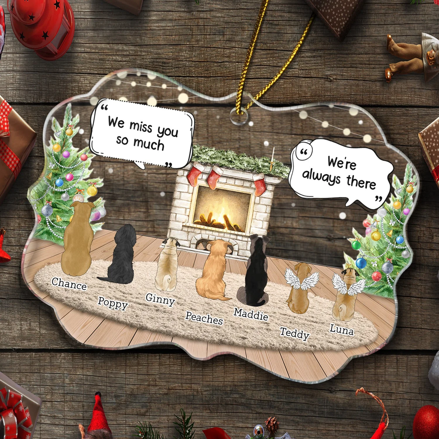 They Still Talk About You Cozy House - Memorial Christmas Gift For Pet Lovers - Personalized Medallion Acrylic Ornament - Image 5