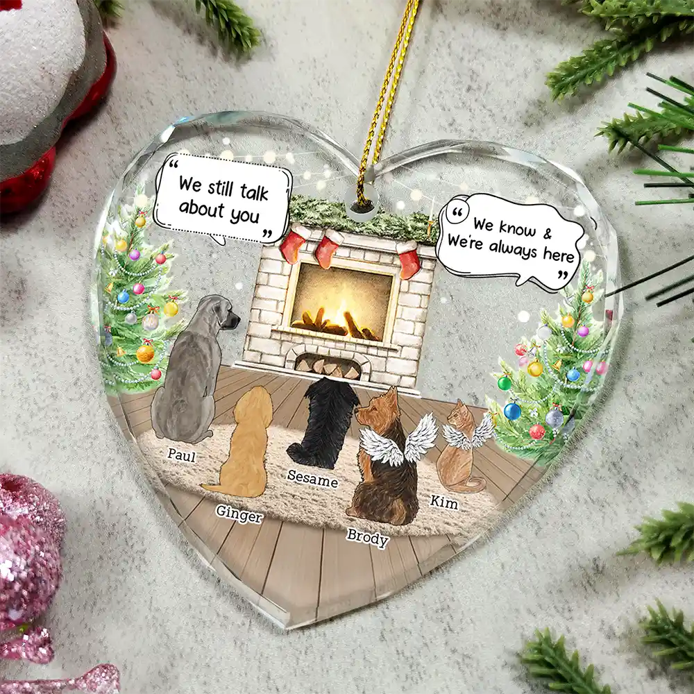 They Still Talk About You Cozy House - Personalized Heart Shaped Glass Ornament - Image 4