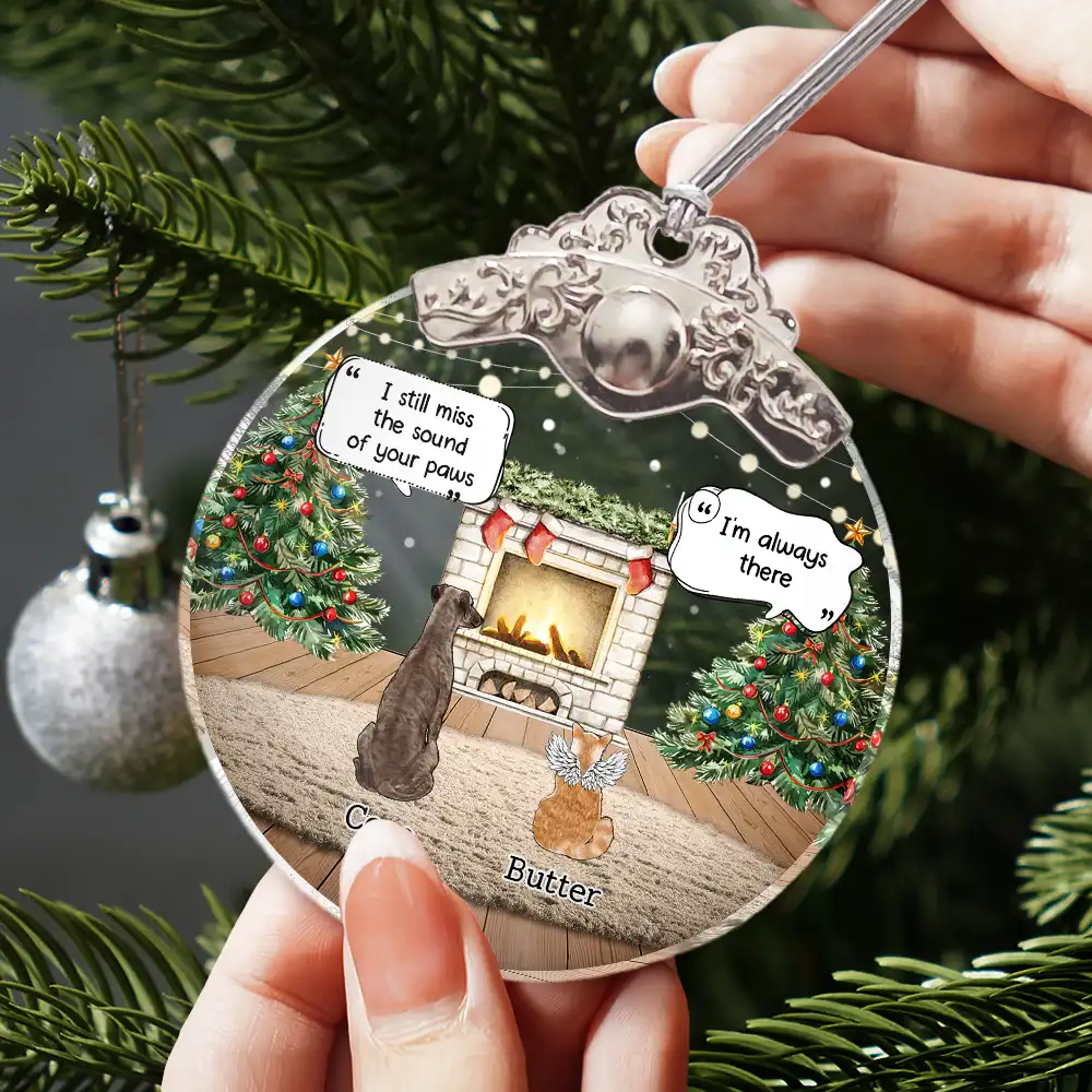 They Still Talk About You Memorial Dog Cat - Personalized Glass Ornament With Silver Cap - Image 3
