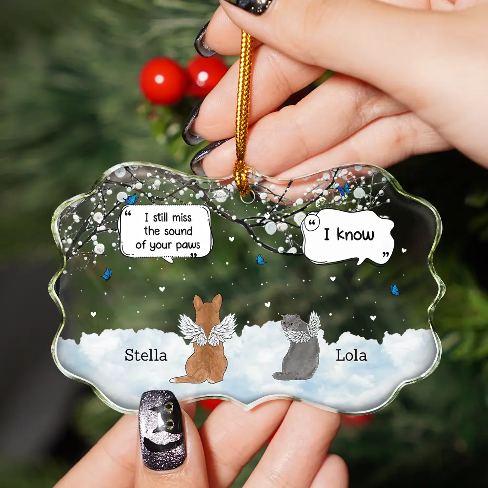 They Still Talk About You Memorial Dog Cat - Personalized Medallion Glass Ornament - Image 2