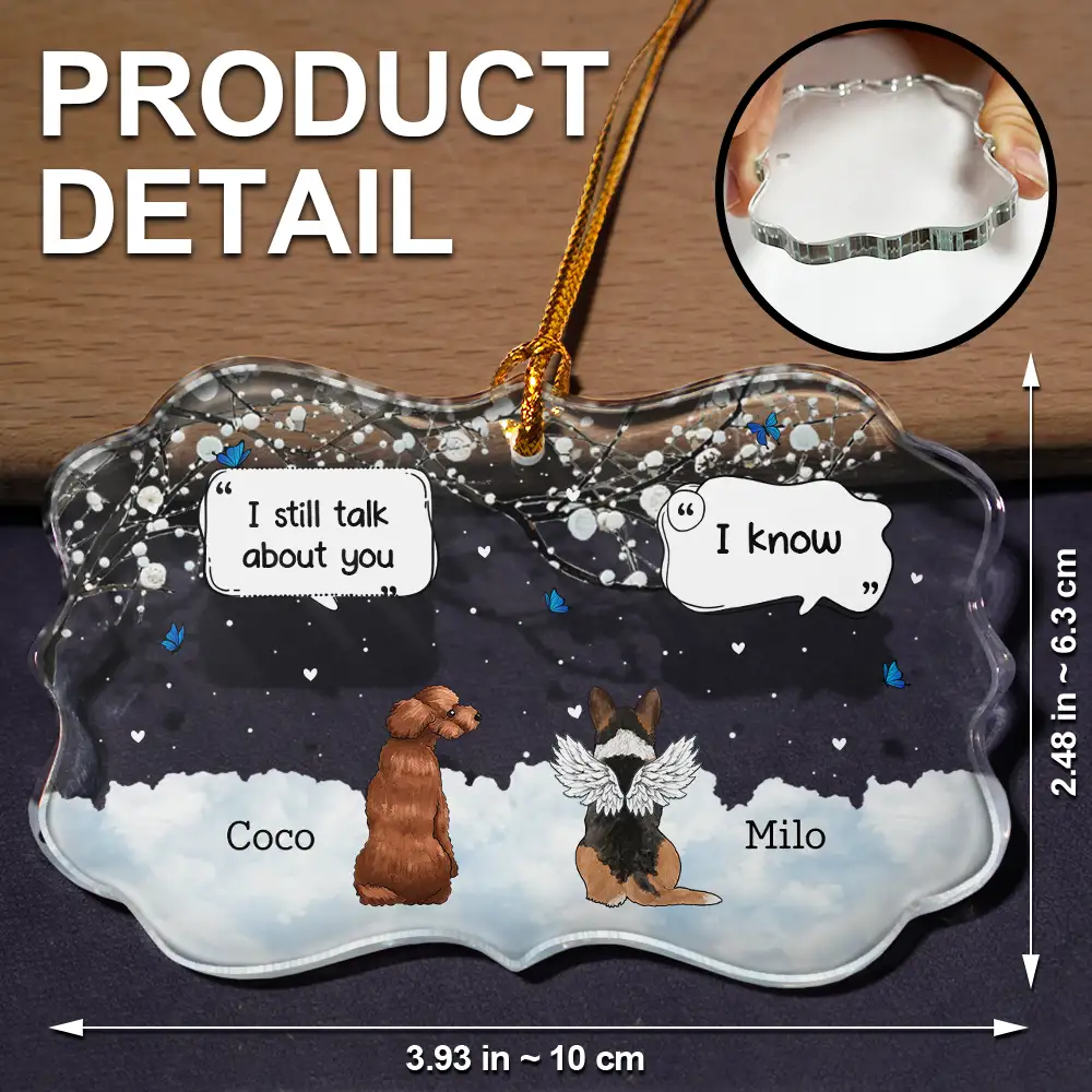 They Still Talk About You Memorial Dog Cat - Personalized Medallion Glass Ornament - Image 5