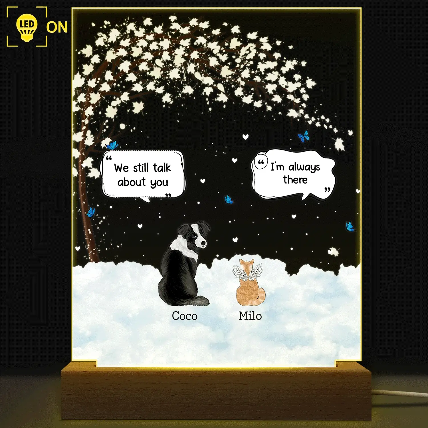 They Still Talk About You - Memorial Gift For Pet Lovers - Personalized 3D Led Light Wooden Base - Image 2