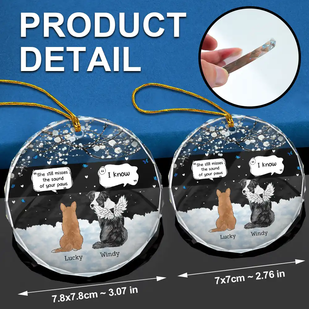 They Still Talk About You Memorial Pet Lovers Christmas - Personalized Circle Glass Ornament - Image 6