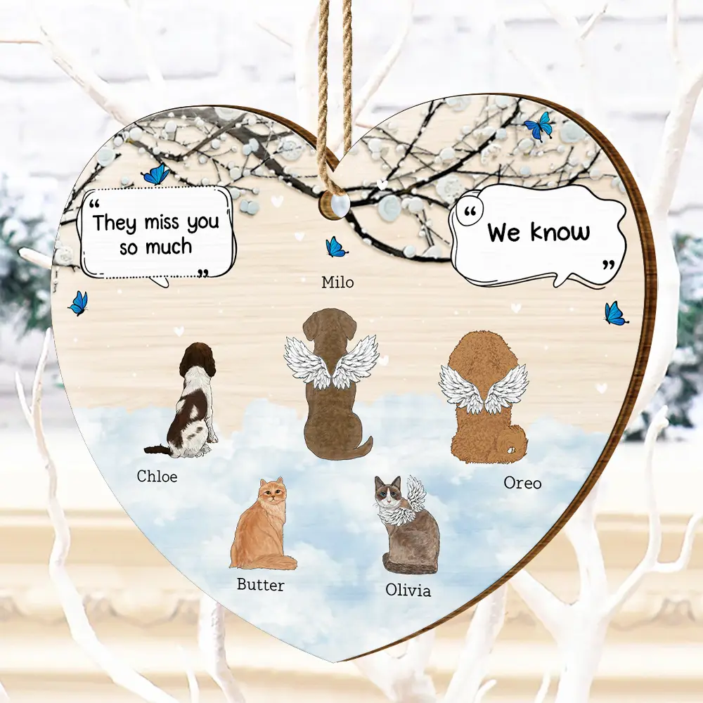 They Still Talk About You Memorial Pet Lovers Christmas - Personalized Custom Shaped Wooden Ornament - Image 4