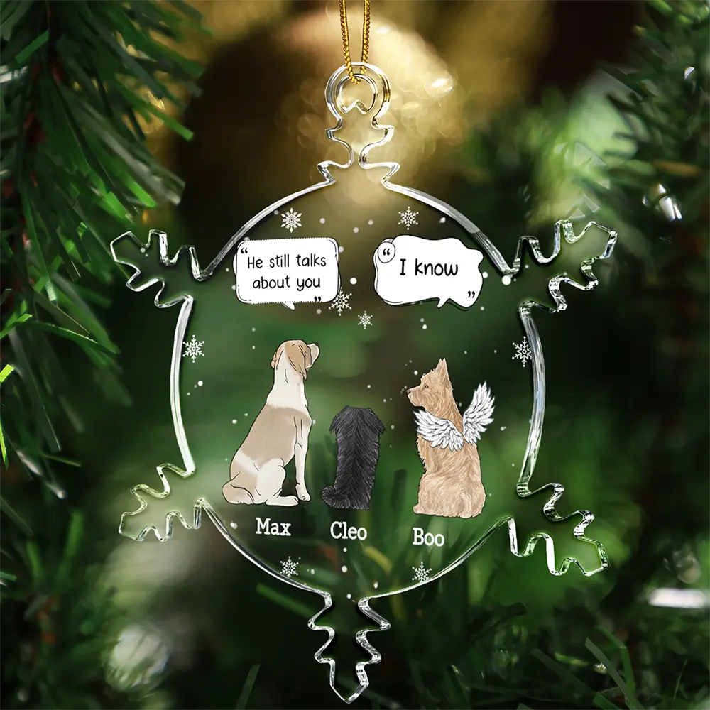 They Still Talk About You - Personalized Snowflakes Shaped Glass Ornament - Image 3