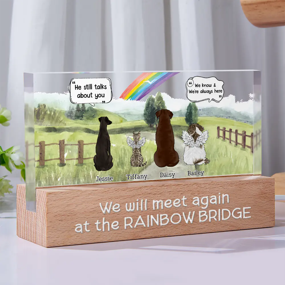 They Still Talk About You Pet Memorial - Personalized Rectangle LED Light - Image 2