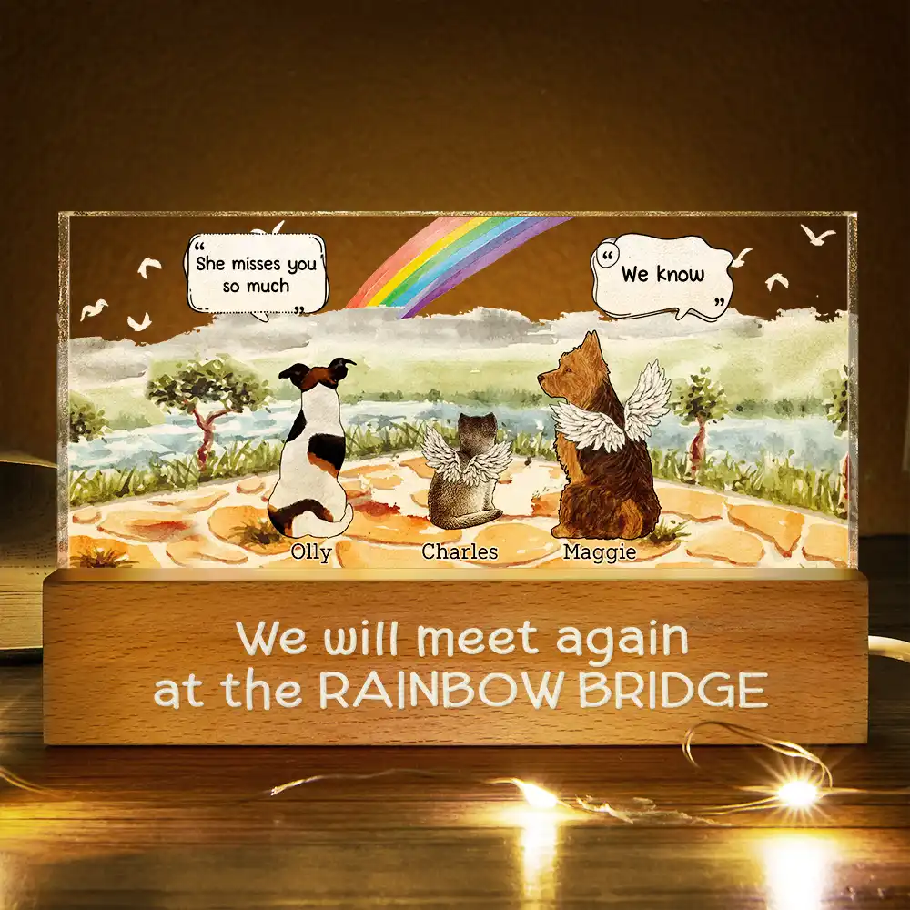 They Still Talk About You Pet Memorial - Personalized Rectangle LED Light - Image 3