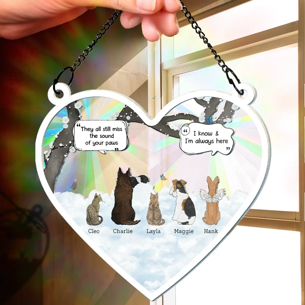 They Still Talk About You Pet Memorial - Personalized Window Hanging Rainbow Suncatcher - Image 2