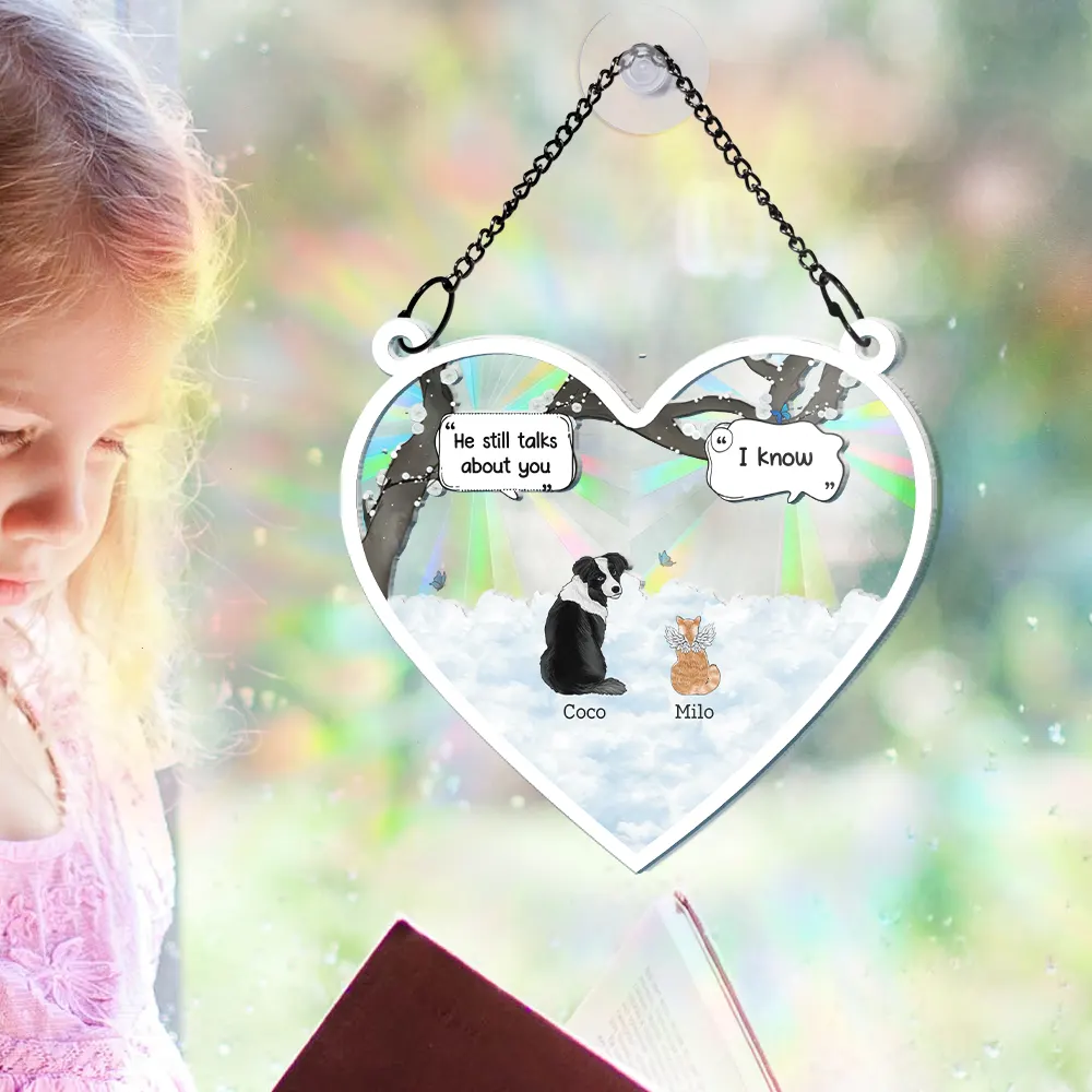 They Still Talk About You Pet Memorial - Personalized Window Hanging Rainbow Suncatcher - Image 5