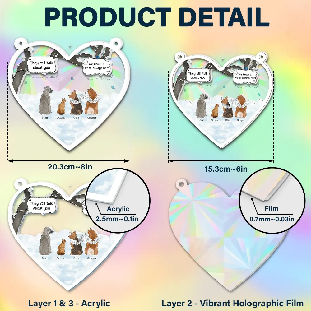 They Still Talk About You Pet Memorial - Personalized Window Hanging Rainbow Suncatcher - Image 6