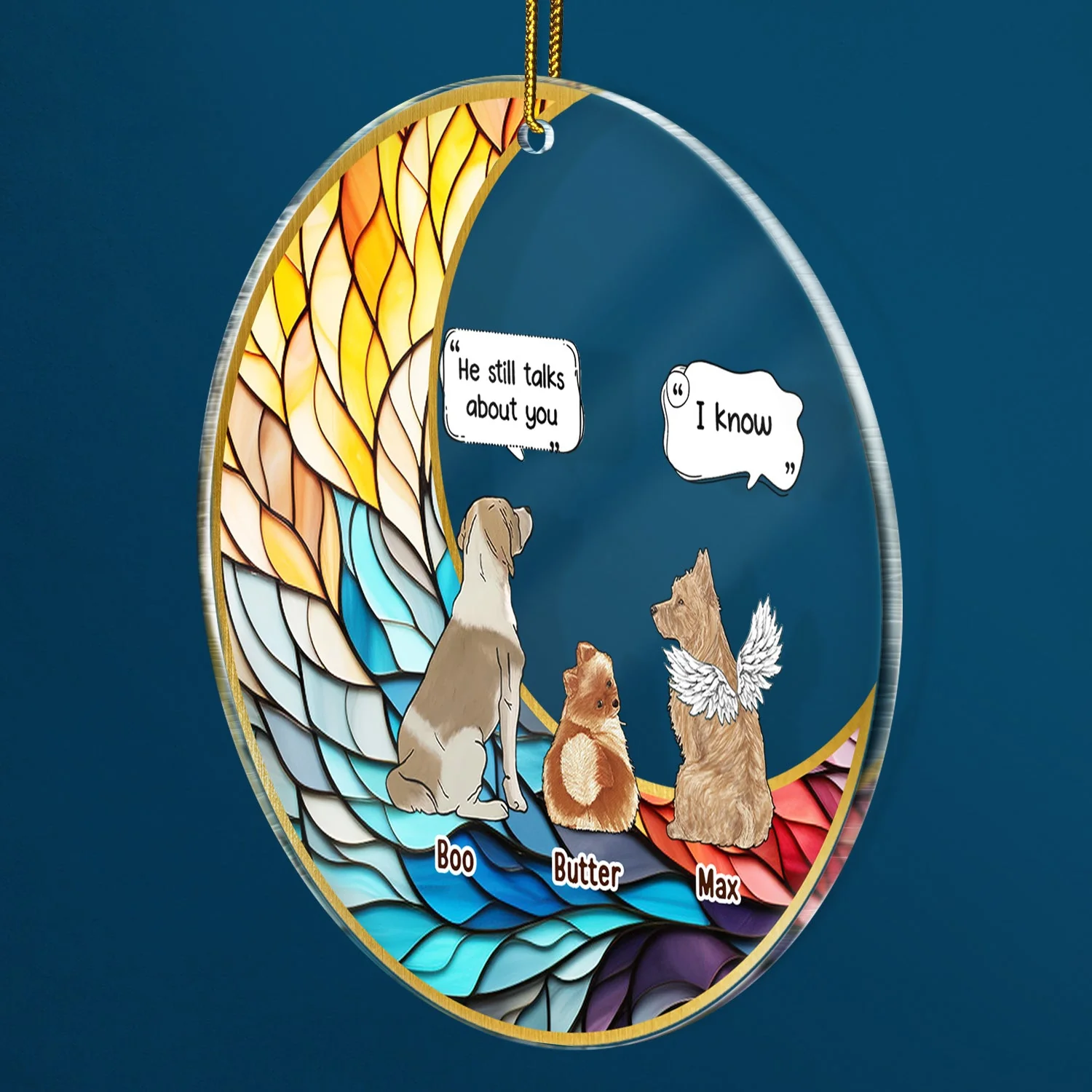 They Still Talk About You Suncatcher - Memorial Christmas Gift For Pet Lovers - Personalized Circle Acrylic Ornament - Image 2