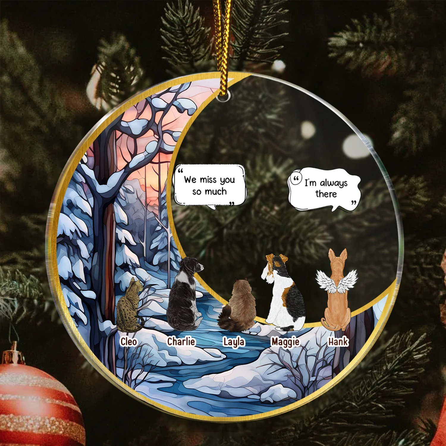 They Still Talk About You Suncatcher - Memorial Christmas Gift For Pet Lovers - Personalized Circle Acrylic Ornament - Image 3