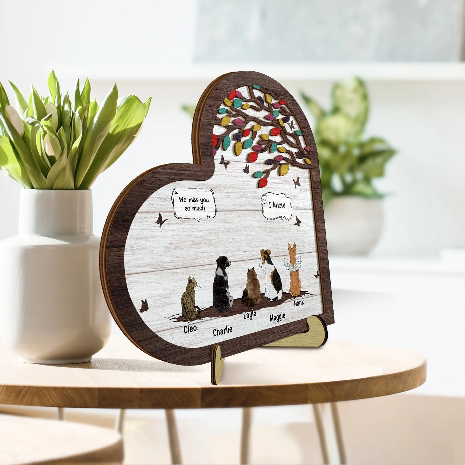 They Still Talk About You - Sympathy Memorial Gift For Pet Lovers - Personalized 2-Layered Wooden Plaque With Stand - Image 3