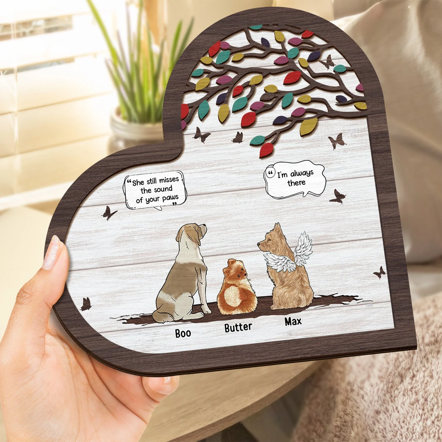 They Still Talk About You - Sympathy Memorial Gift For Pet Lovers - Personalized 2-Layered Wooden Plaque With Stand - Image 4