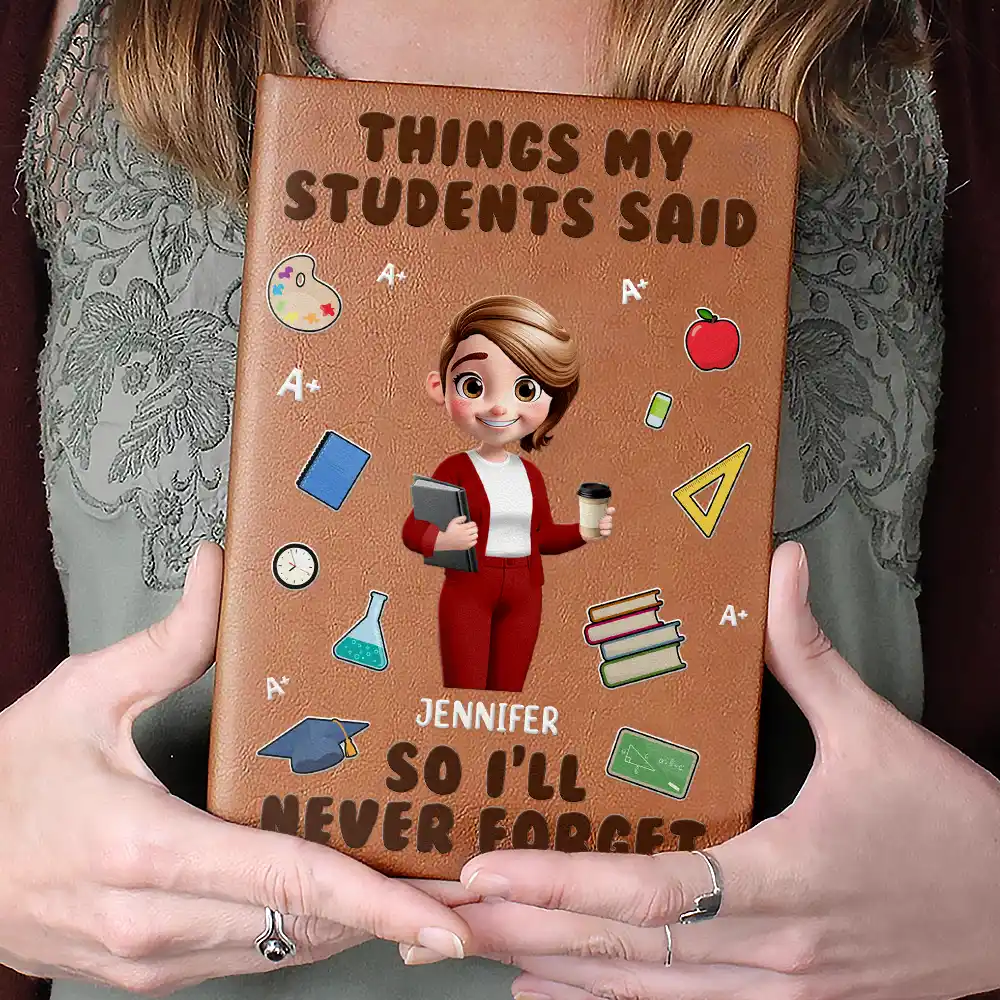 Things My Students Said - Personalized Leather Journal - Image 4