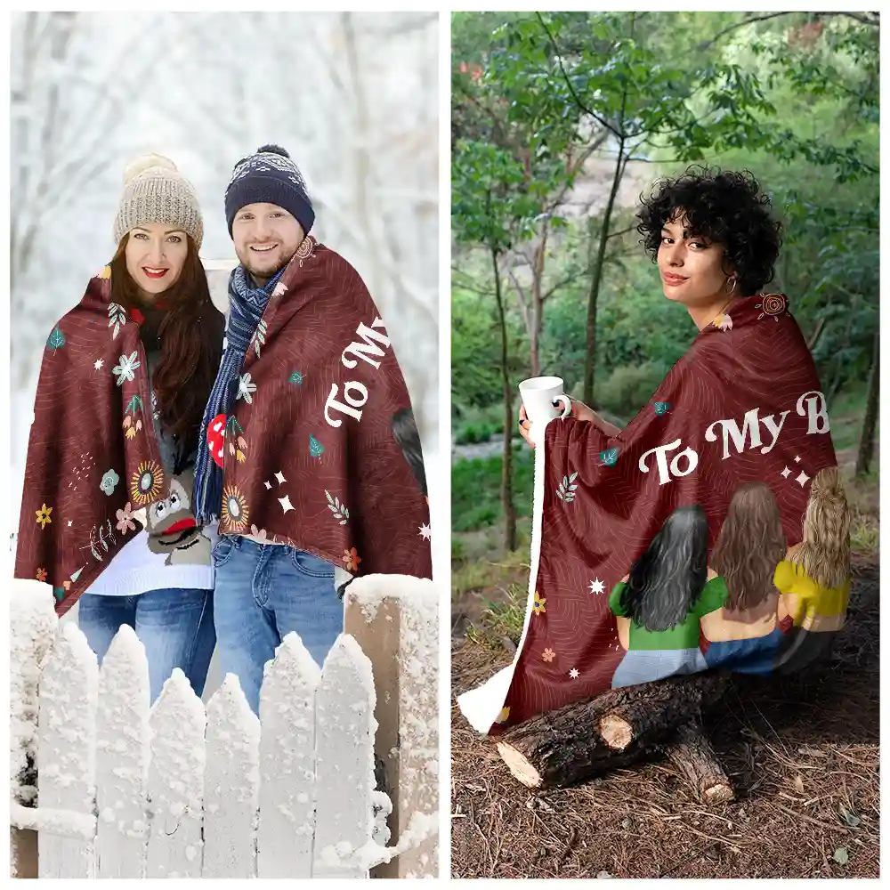 Think Of This Blanket As A Hug From Me To You Besties Sisters - Personalized Wearable Blanket - Image 4