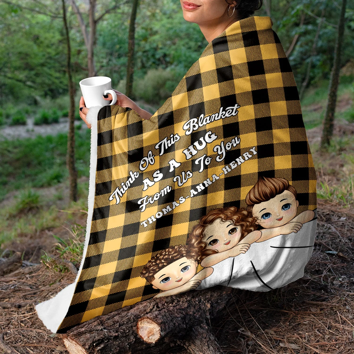 Think Of This Blanket As A Hug - Gift For Grandparents - Personalized Custom Fleece Blanket - Image 3