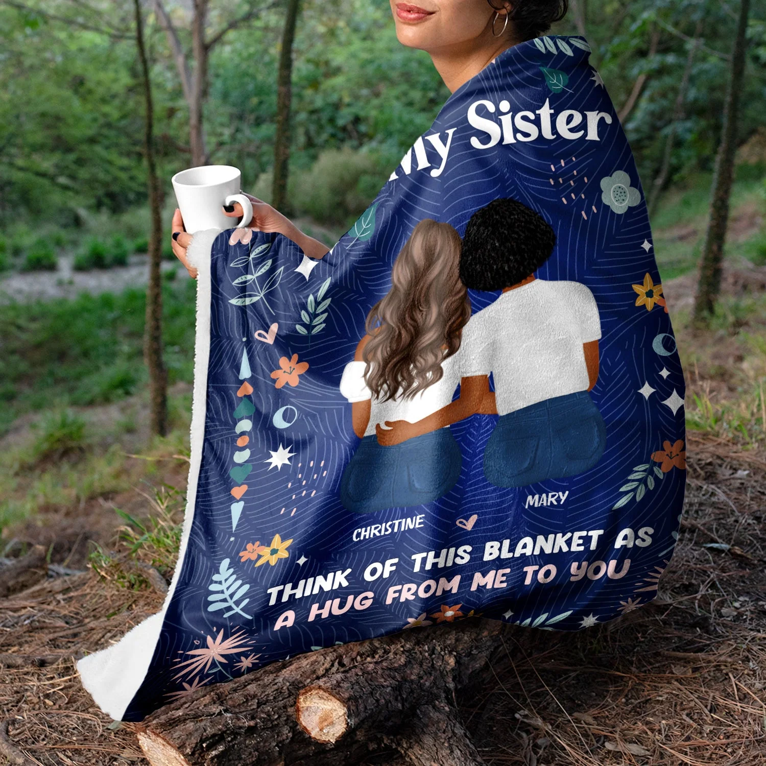 Think Of This Blanket - Gift For Sisters - Personalized Fleece Blanket - Image 5
