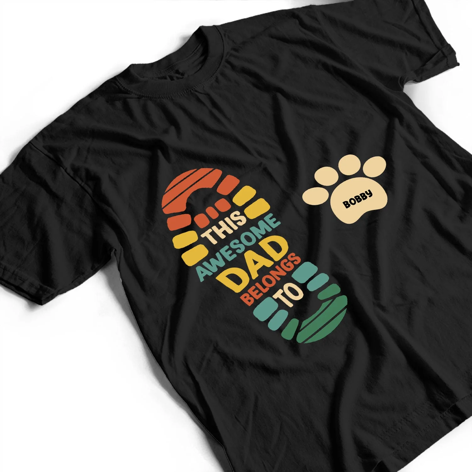 This Awesome Dad Belongs To Footprint - Gift For Father - Personalized T Shirt - Image 3