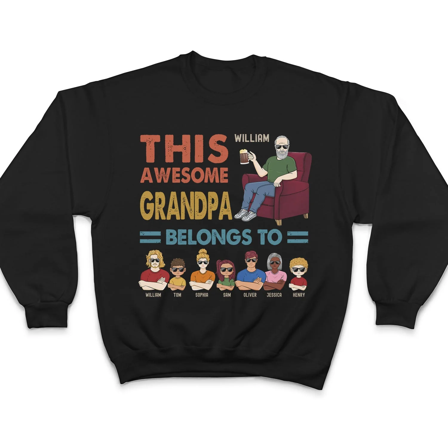 This Awesome Dad Belongs To - Gift For Father And Grandpa - Personalized Custom T Shirt - Image 5