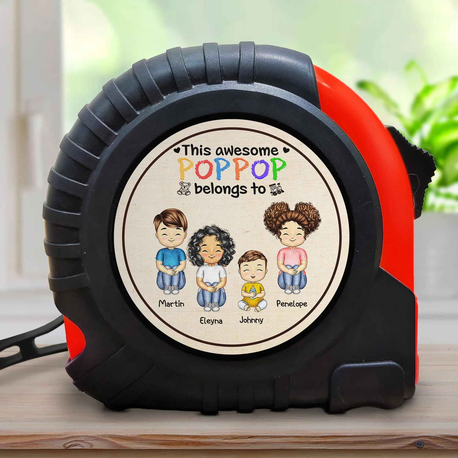 This Awesome Daddy Belongs To - Birthday, Loving Gift For Dad, Father, Grandfather, Grandpa - Personalized Tape Measure - Image 2