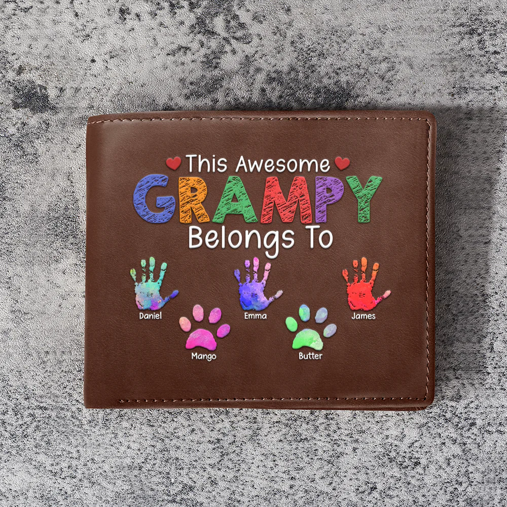 This Awesome Daddy Belongs To - Personalized Leather Wallet - Image 3