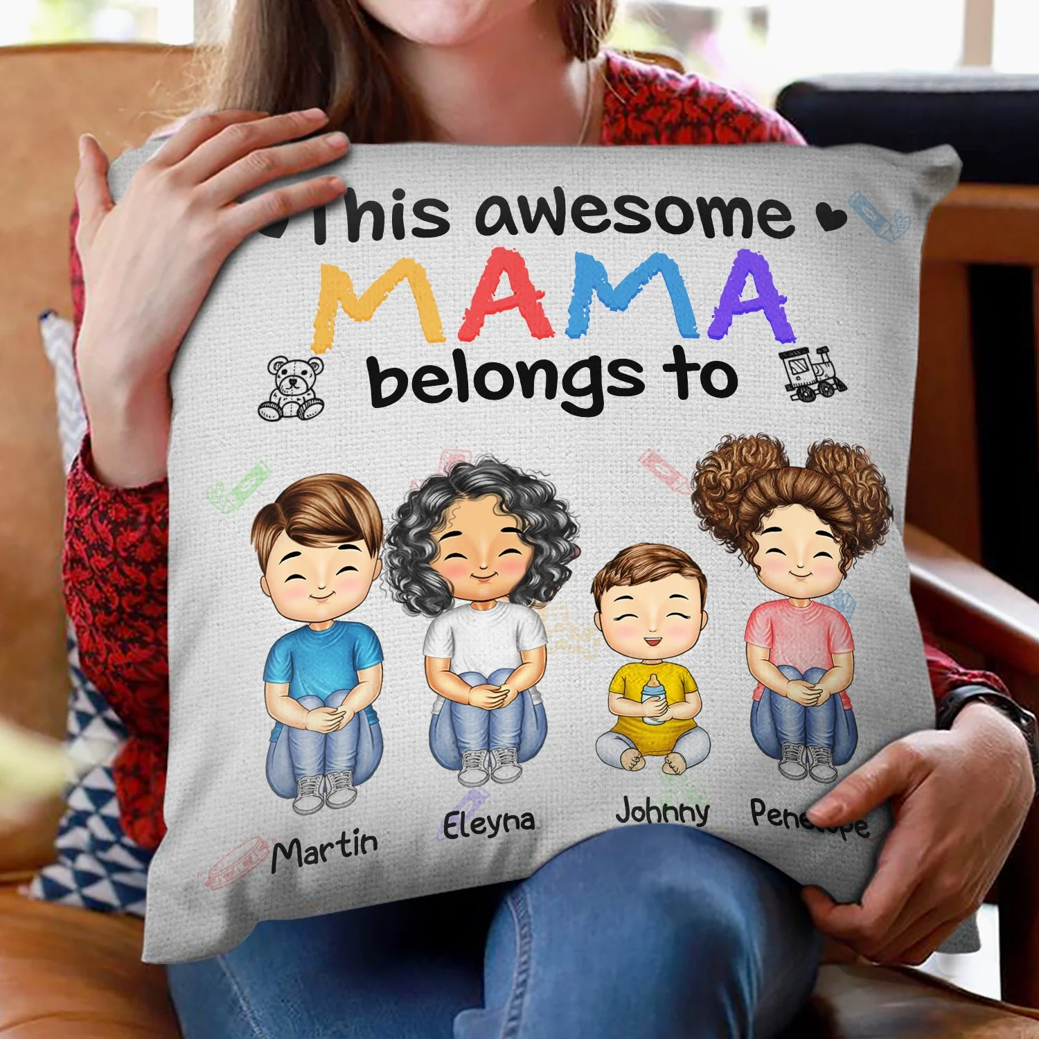 This Awesome Daddy Mommy Belongs To - Loving Gift For Mother, Father, Grandma, Grandpa - Personalized Custom Pillow - Image 2