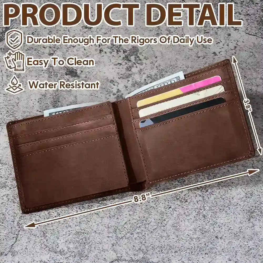 This Awesome Dog Dad Belongs To - Personalized Leather Wallet - Image 4
