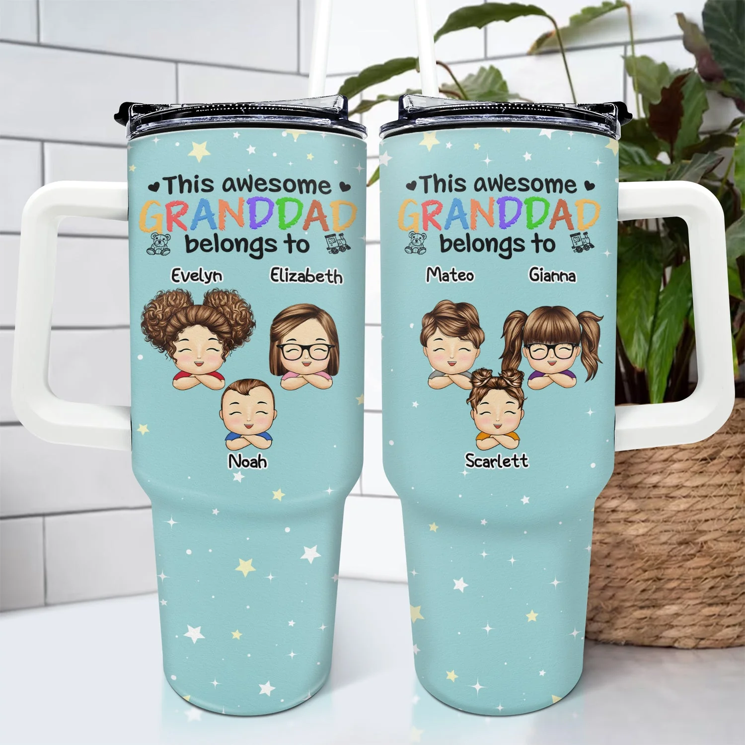 This Awesome Mommy Daddy Belongs To - Birthday, Loving Gift For Mother, Father, Grandma, Grandpa - Personalized 40oz Tumbler With Straw - Image 4