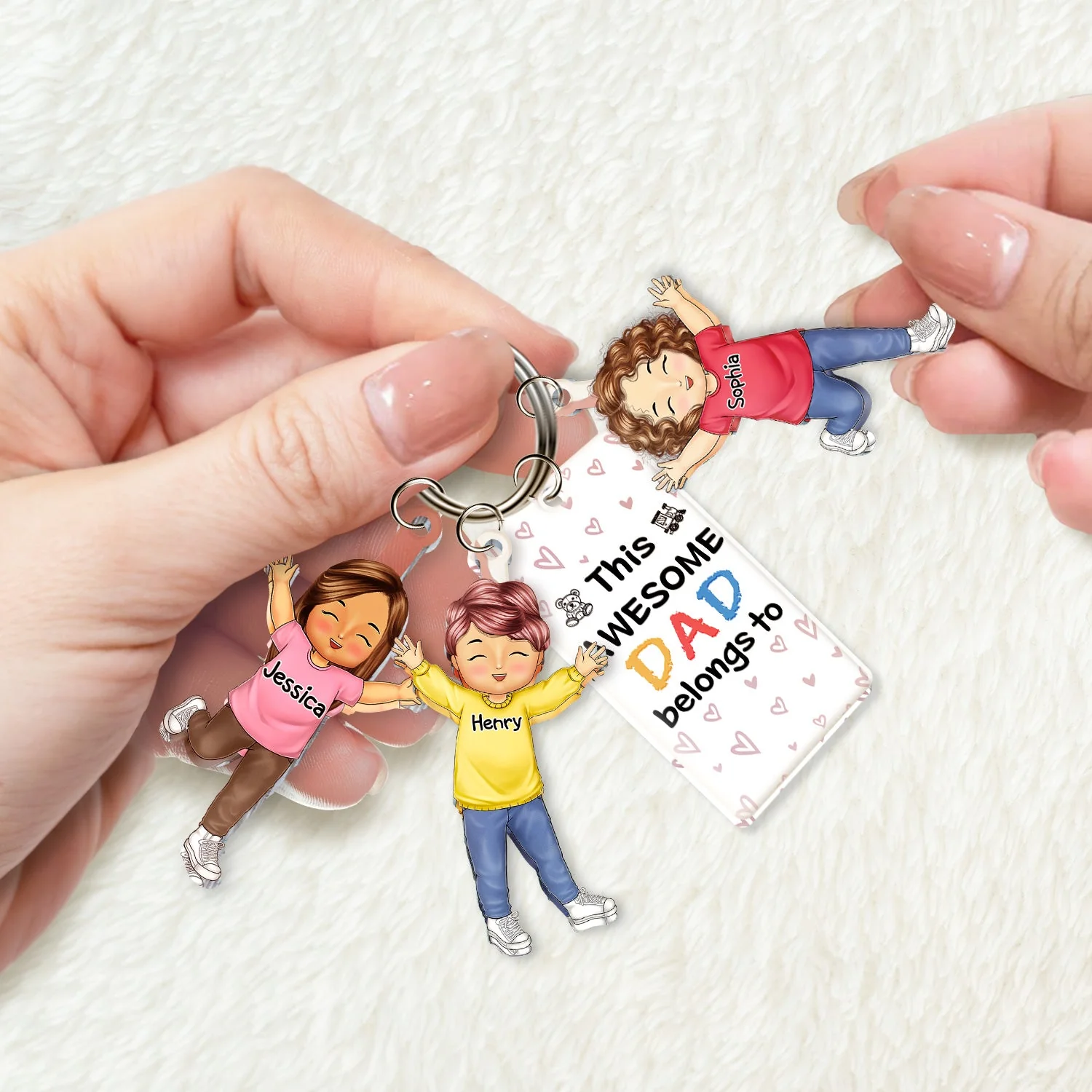 This Awesome Mommy Daddy Belongs To - Birthday, Loving Gift For Mother, Father, Grandma, Grandpa - Personalized Acrylic Tag Keychain - Image 2