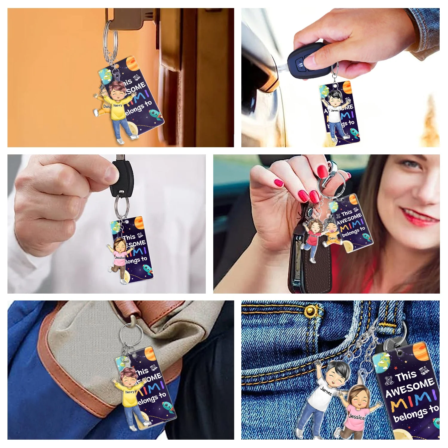 This Awesome Mommy Daddy Belongs To - Birthday, Loving Gift For Mother, Father, Grandma, Grandpa - Personalized Acrylic Tag Keychain - Image 5