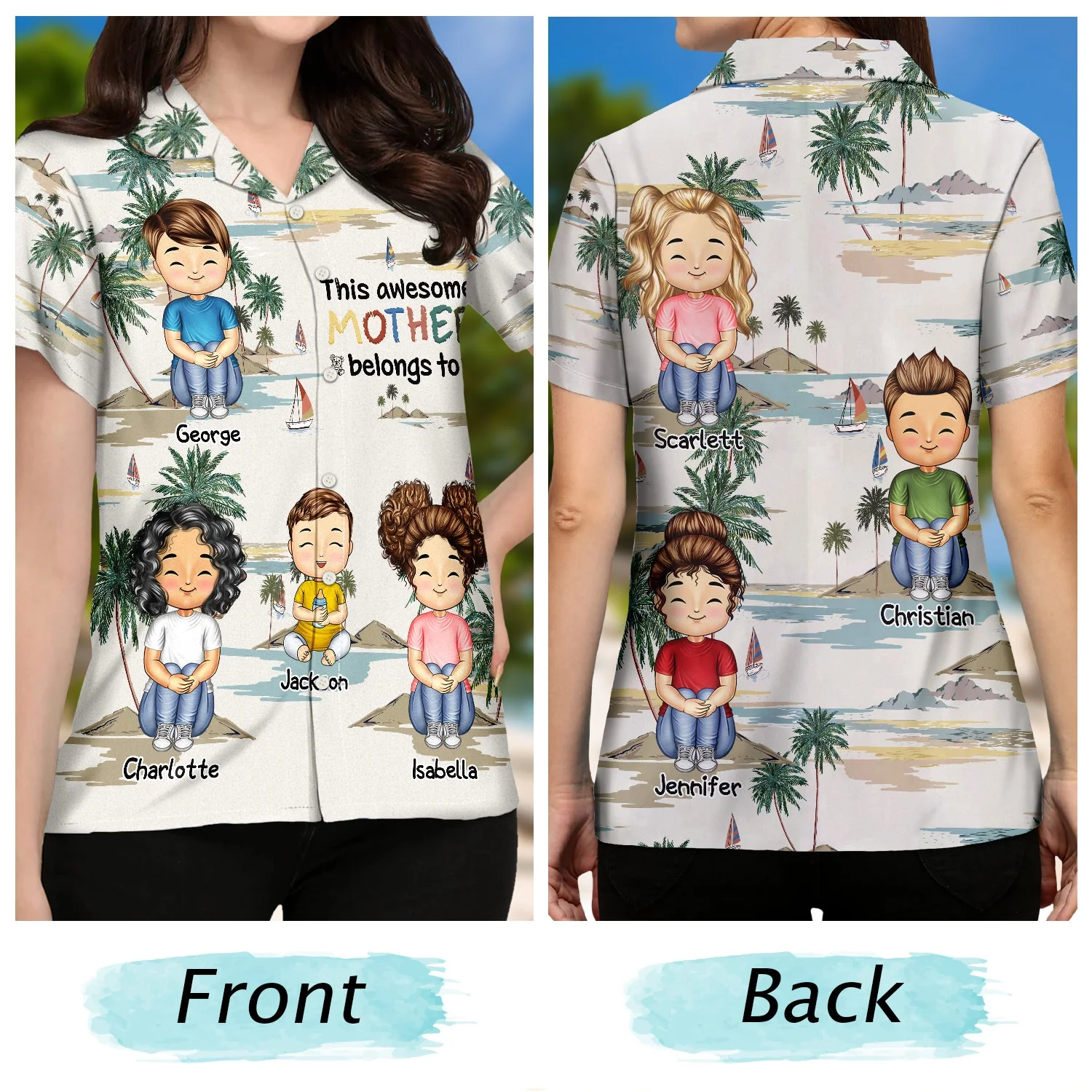 This Awesome Papa Daddy Belongs To - Loving Gift For Mother, Father, Grandma, Grandpa - Personalized Custom Hawaiian Shirt - Image 3