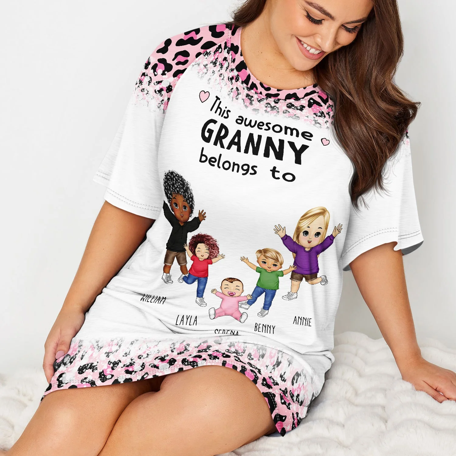 This Belongs To - Gift For Grandma, Mommy - Personalized Women's Sleep Tee - Image 4