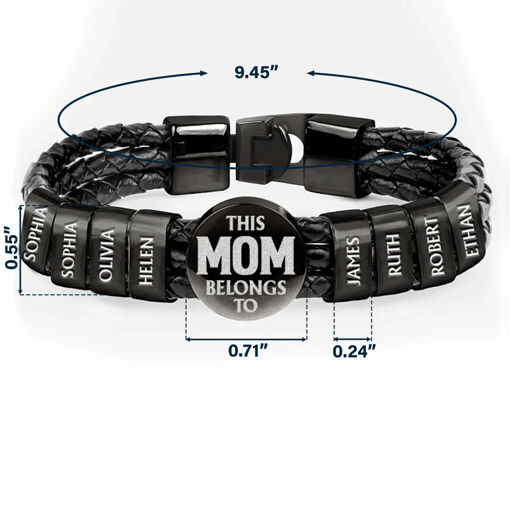 This Dad Belongs To - Personalized Leather Braided Bracelet - Image 5