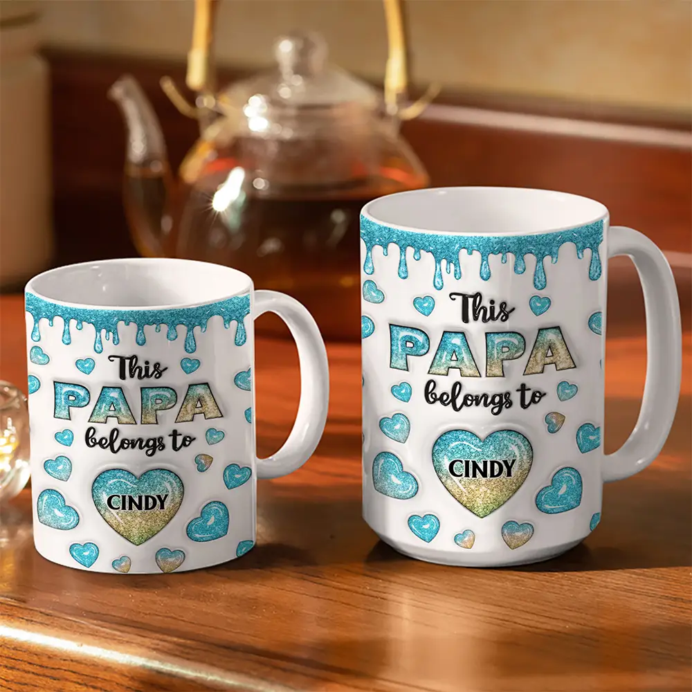 This Dad Grandpa Belongs To Heart Icon - 3D Inflated Effect Printed, Personalized White Edge-to-Edge Mug - Image 3
