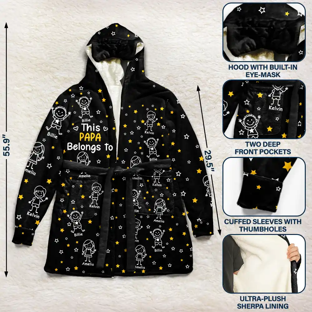 This Daddy Mommy Belongs To Kids Pet - Personalized Hooded Robe - Image 3