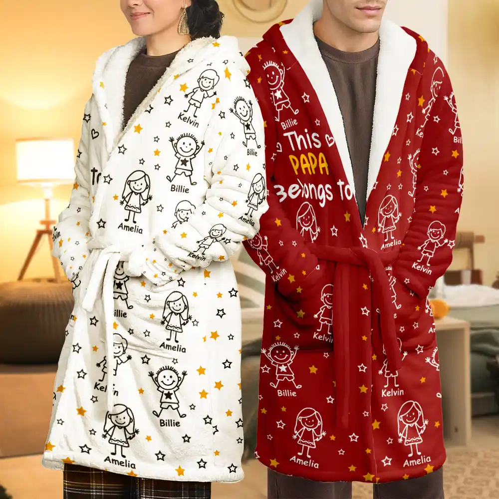 This Daddy Mommy Belongs To Kids Pet - Personalized Hooded Robe - Image 5