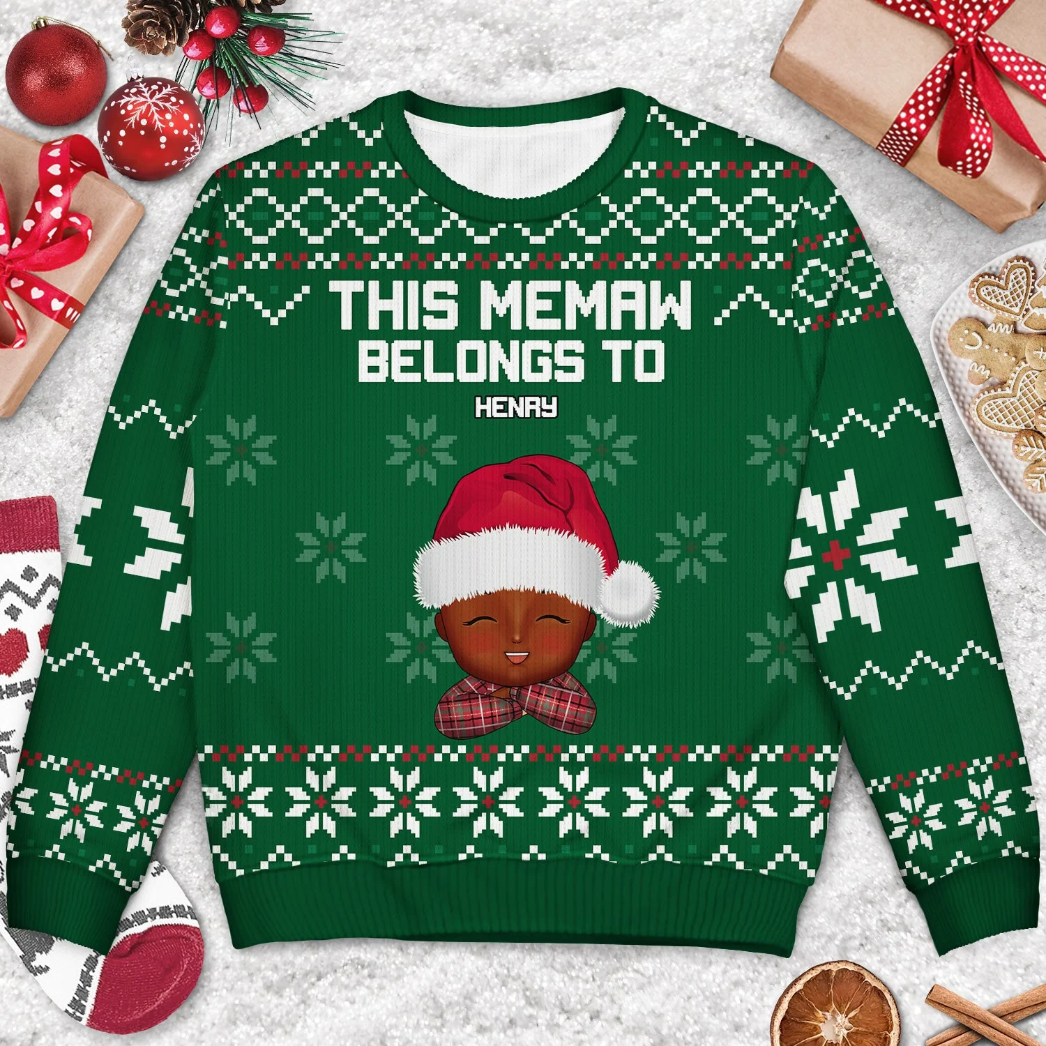 This Grandma Belongs To - Christmas, Loving Gift For Mom, Mother, Mama, Grandma, Grandmother - Personalized Unisex Ugly Sweater - Image 3