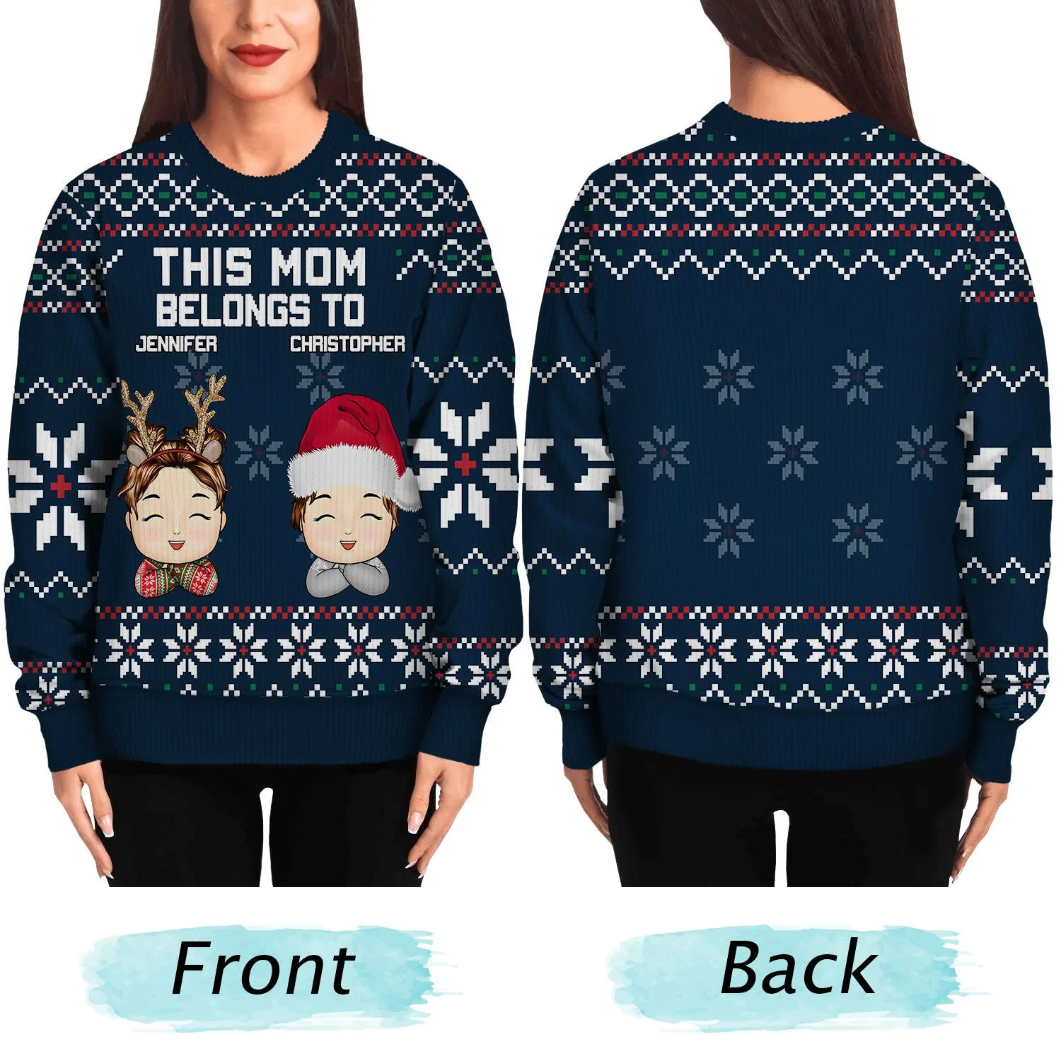 This Grandma Belongs To - Christmas, Loving Gift For Mom, Mother, Mama, Grandma, Grandmother - Personalized Unisex Ugly Sweater - Image 5