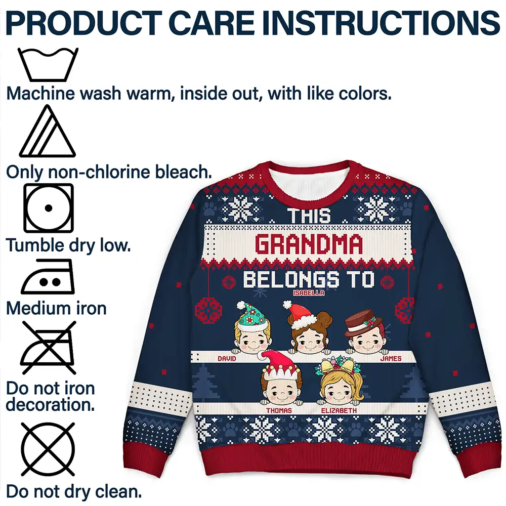 This Grandma Belongs To Christmas - Personalized Unisex Ugly Sweater - Image 7