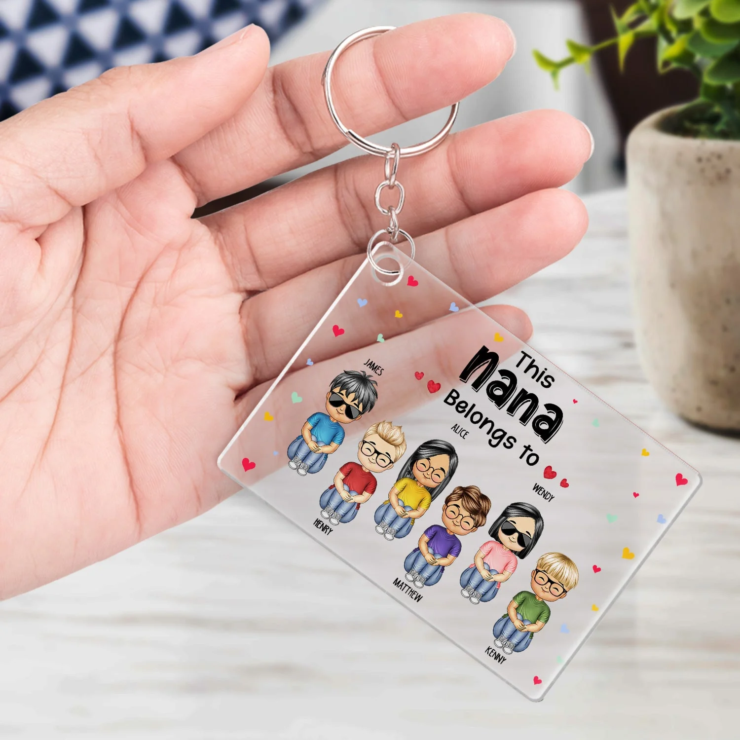 This Grandma Belongs To - Gift For Grandma, Mom - Personalized Custom Acrylic Keychain - Image 4
