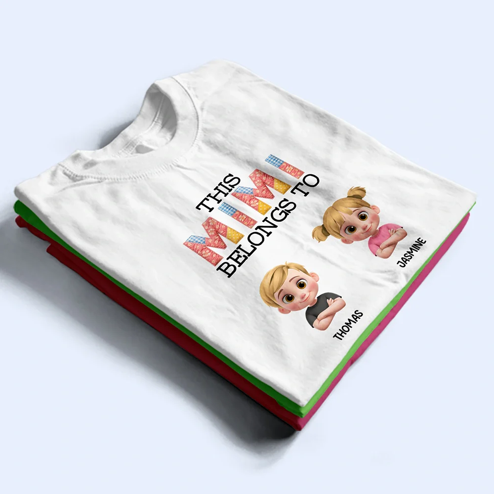 This Grandma Belongs To Kids Faux Patchwork - Personalized T Shirt - Image 3