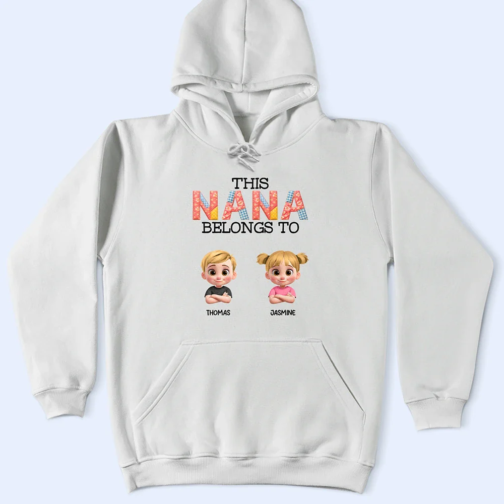This Grandma Belongs To Kids Faux Patchwork - Personalized T Shirt - Image 5