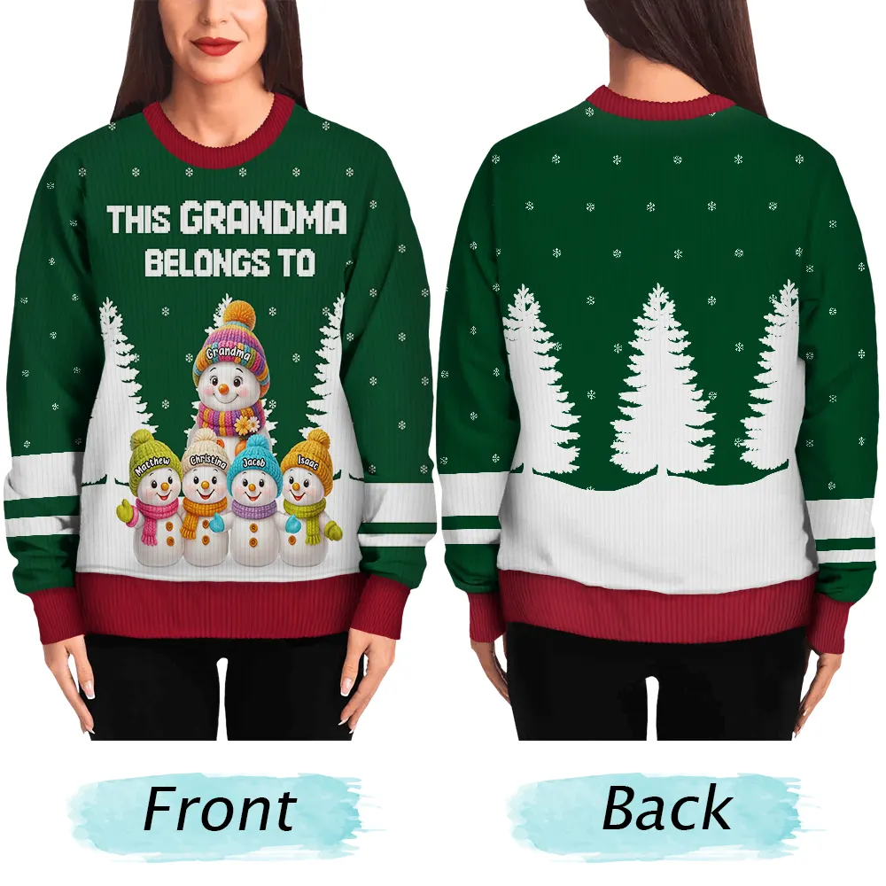 This Grandma Belongs To Snowman - Personalized Unisex Ugly Sweater - Image 6