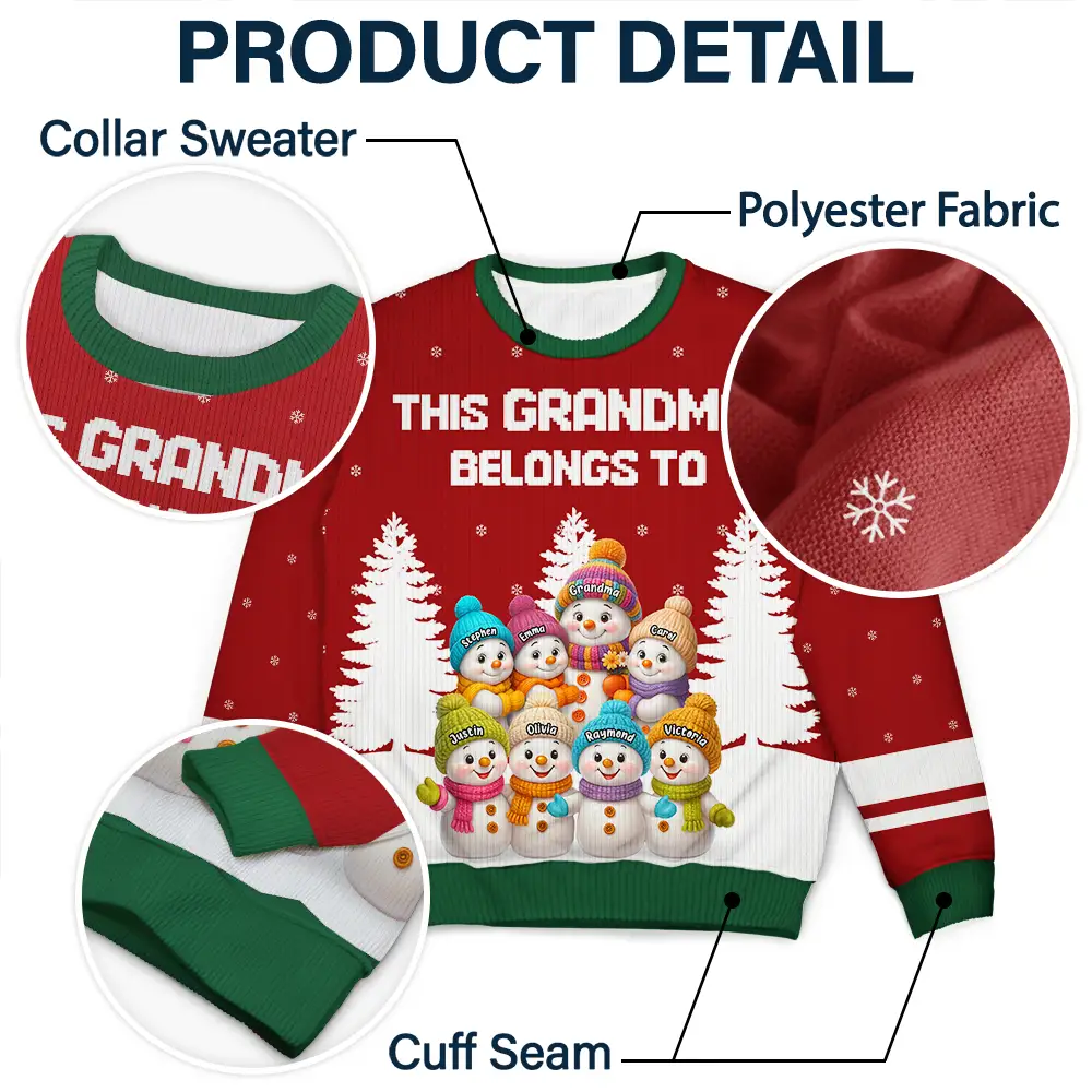 This Grandma Belongs To Snowman - Personalized Unisex Ugly Sweater - Image 7