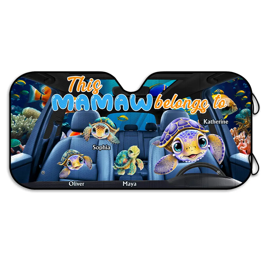 This Grandma Belongs To Turtle Summer - Personalized Auto Sunshade - Image 2