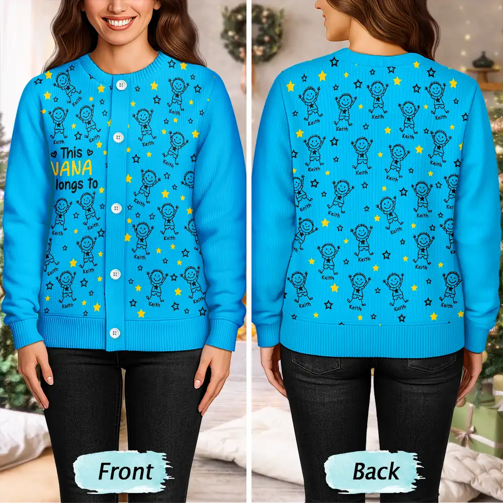 This Grandma Mom Belongs To Kids Pet - Personalized Cardigan - Image 4